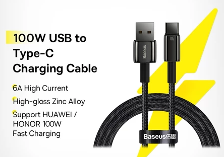 Baseus 100W USB Type C Cable Fast Charging Wire USB-C Charger Data Cord HUAWEI/Honor Compatible
