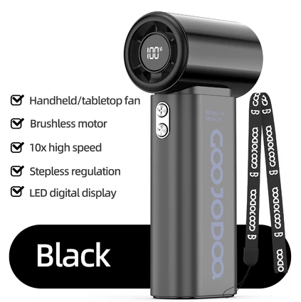 GOOJODOQ Mini Fan 4000mAh Turbo Mini Fan Rechargeable Handheld Portable Strong Wind Jet Hand+Case