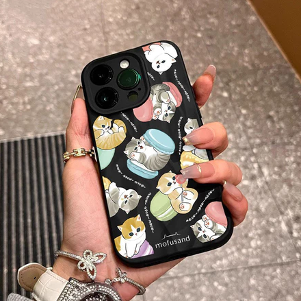 Cute Cat Cookie Pattern Shockproof Phone Case for iPhone